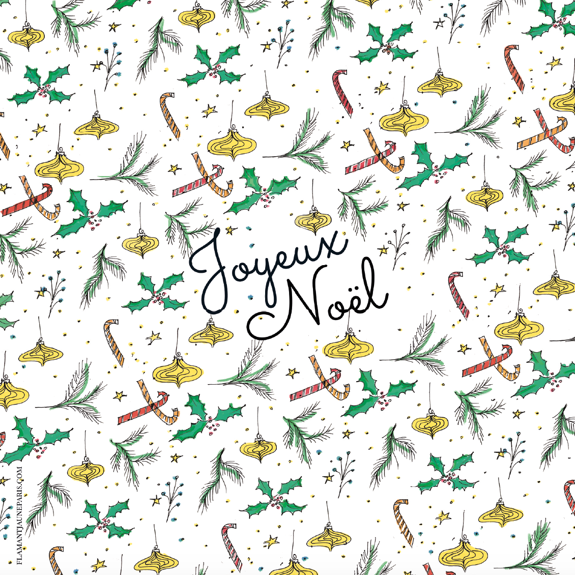 Carte de Noël à imprimer - Flamant Jaune Paris - Papeterie de maison - Arts de la table