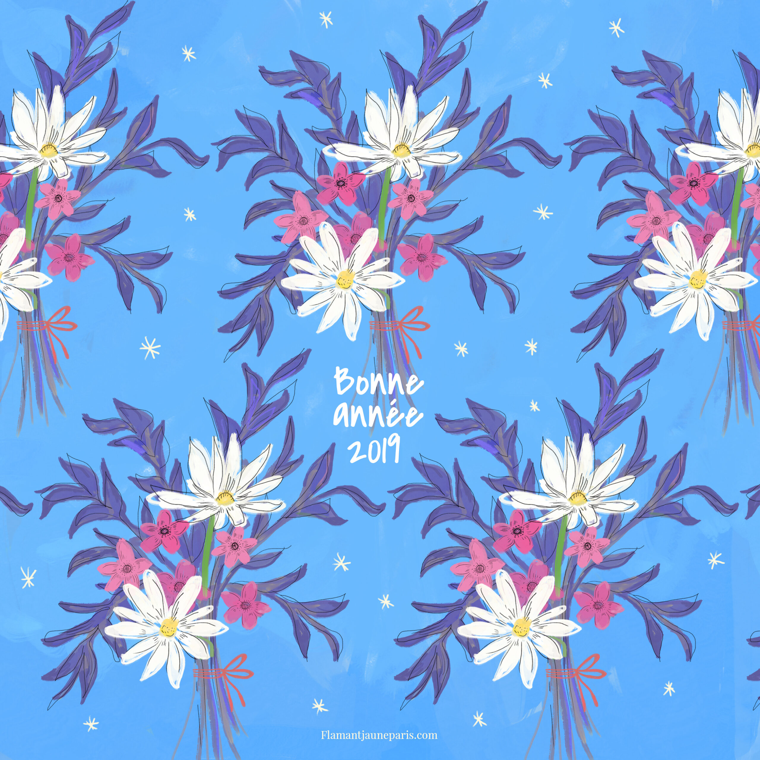 Carte de voeux à imprimer - Flamant Jaune Paris - Papeterie de maison - Arts de la table