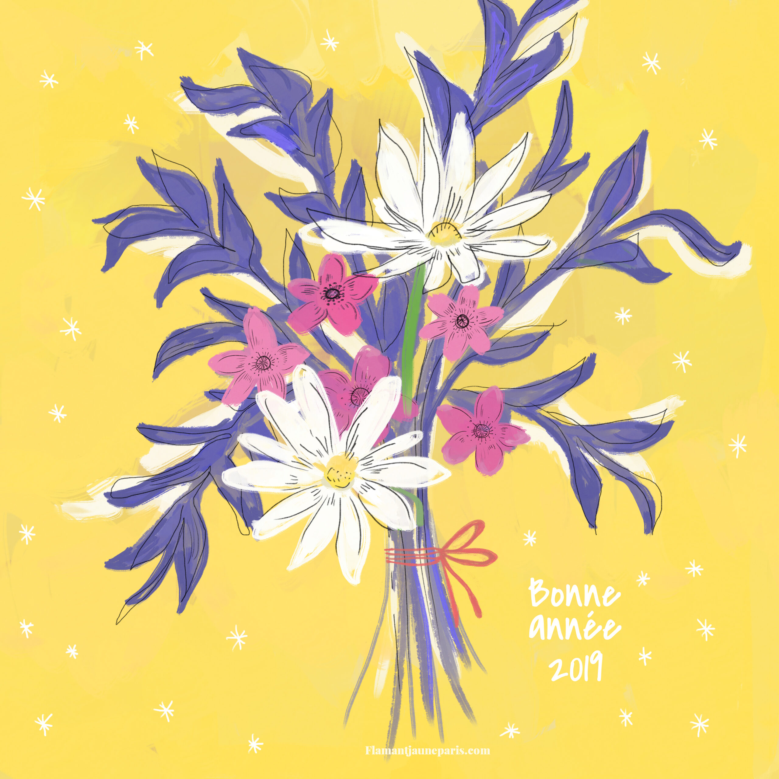 Carte de voeux à imprimer - Flamant Jaune Paris - Papeterie de maison - Arts de la table